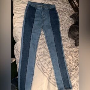 Two-Tone Blue Denim Jeans